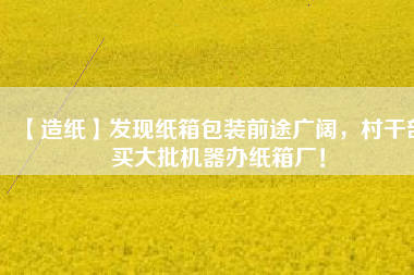 【造紙】發(fā)現(xiàn)紙箱包裝前途廣闊，村干部買大批機(jī)器辦紙箱廠！