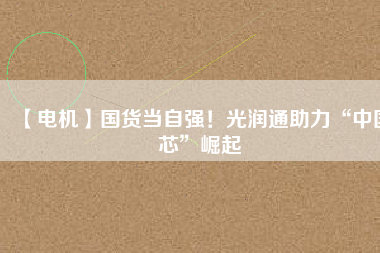 【電機(jī)】國(guó)貨當(dāng)自強(qiáng)！光潤(rùn)通助力“中國(guó)芯”崛起
          