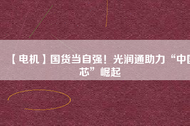 【電機(jī)】國(guó)貨當(dāng)自強(qiáng)！光潤(rùn)通助力“中國(guó)芯”崛起
          