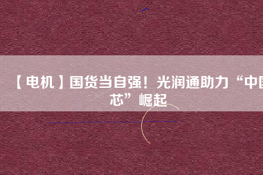 【電機(jī)】國(guó)貨當(dāng)自強(qiáng)！光潤(rùn)通助力“中國(guó)芯”崛起
          